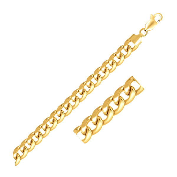Miami Cuban Semi Solid Bracelet - 14k Yellow Gold 8.00mm