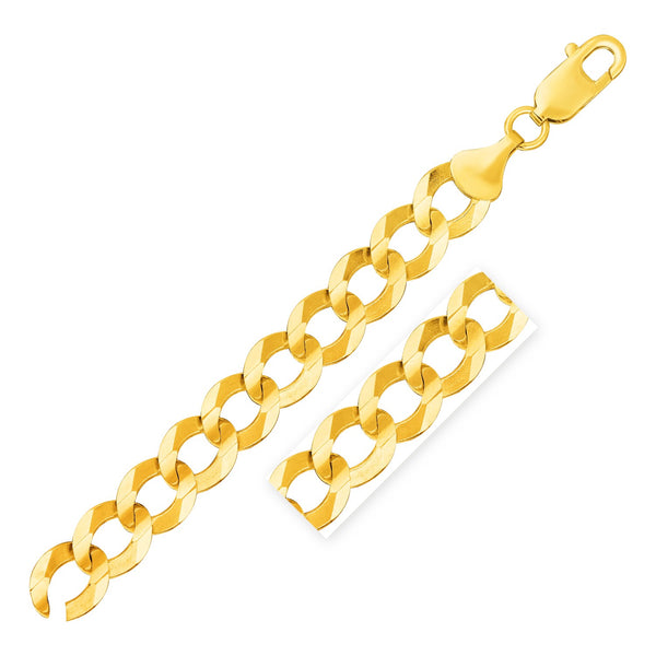 Solid Curb Bracelet - 14k Yellow Gold 12.18mm
