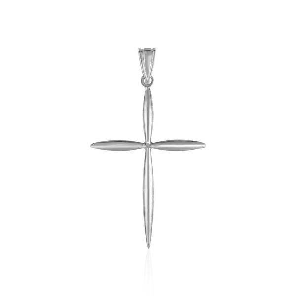Rounded and Pointed Cross Pendant - 14k White Gold