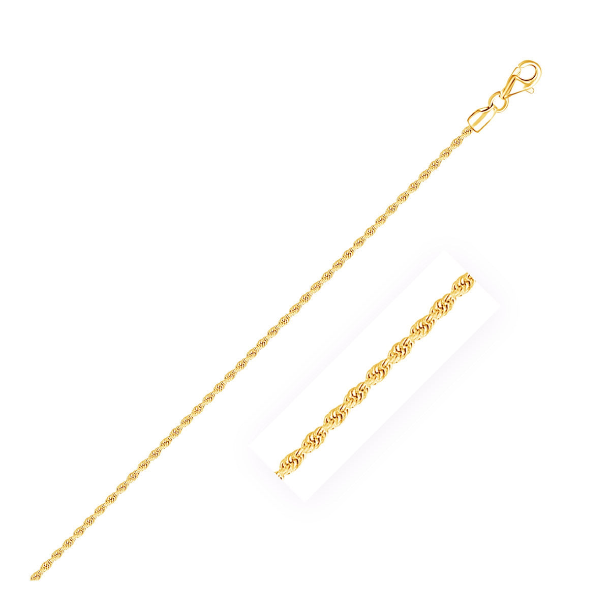 Diamond Cut Rope Anklet - 10k Yellow Gold 2.00mm
