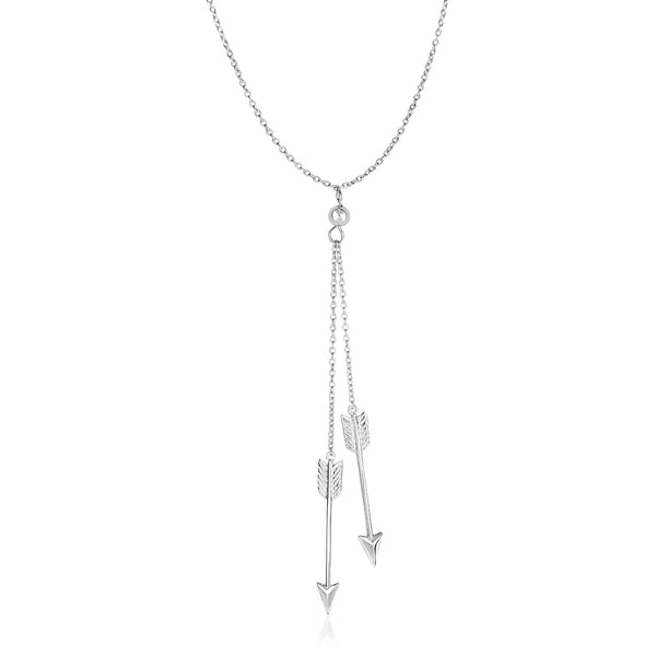 Lariat Necklace with Two Arrows - Sterling Silver