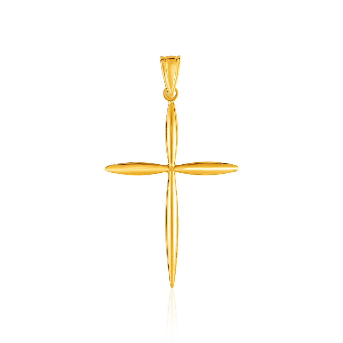 Rounded and Pointed Cross Pendant - 14k Yellow Gold