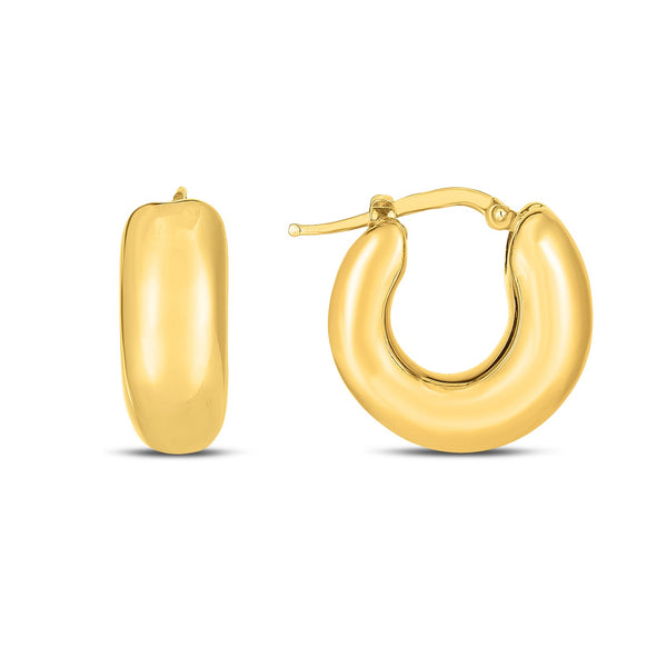 Small Puffy Hoops - 14k Yellow Gold