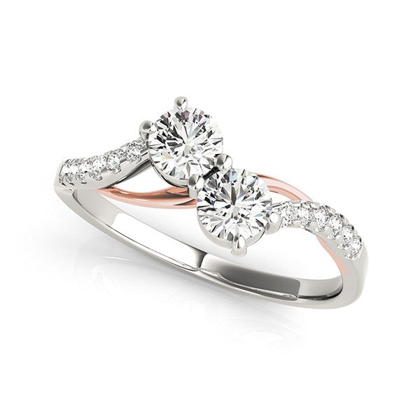 Ring with Curved Band 5/8 ct tw - 14k White And Rose Gold