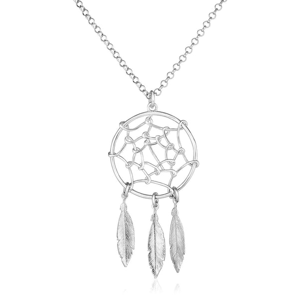 Necklace with Dream Catcher Pendant - Sterling Silver