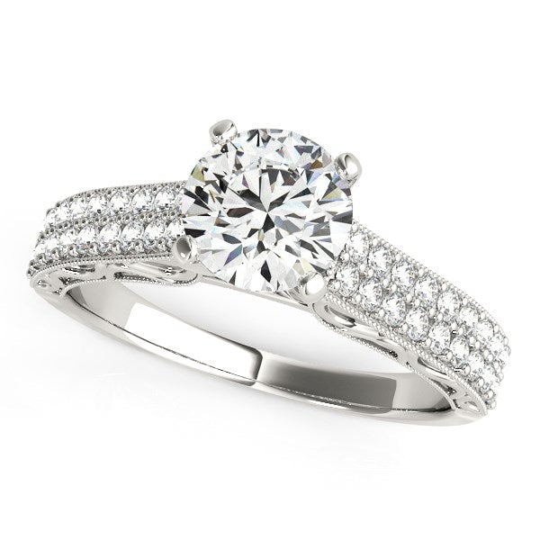 Pronged Diamond Antique Style Engagement Ring 1 1/3 ct tw - 14k White Gold