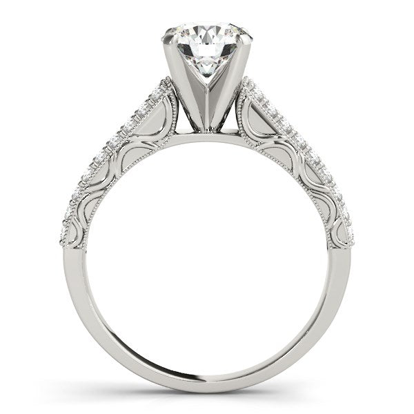 Pronged Diamond Antique Style Engagement Ring 1 1/3 ct tw - 14k White Gold
