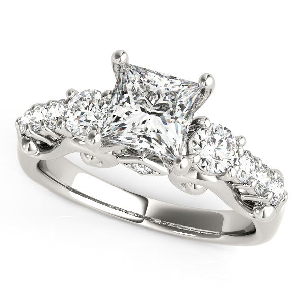 3 Stone Antique Design Diamond Engagement Ring 1 3/4 ct tw - 14k White Gold