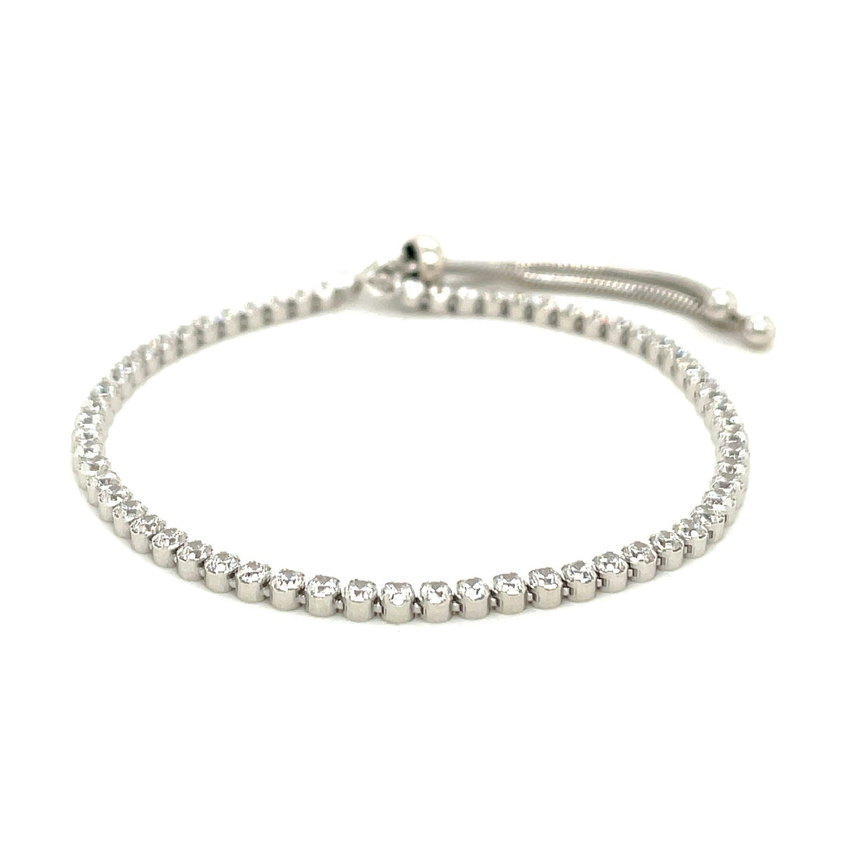 Adjustable Tennis Style Bracelet - Sterling Silver 4.00mm