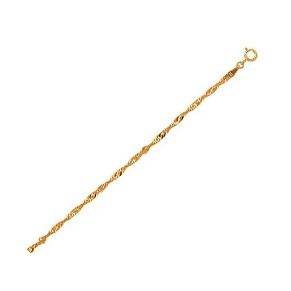 Singapore Anklet - 10k Yellow Gold 2.2mm