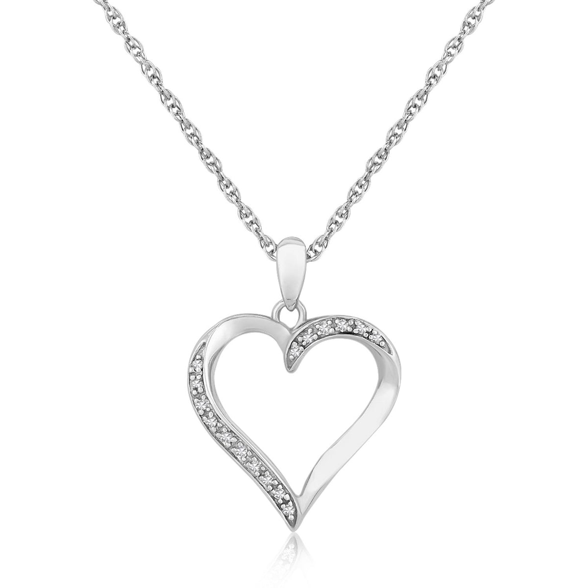 Twisted Open Heart Diamond Accented Pendant 0.04 ct tw - Sterling Silver