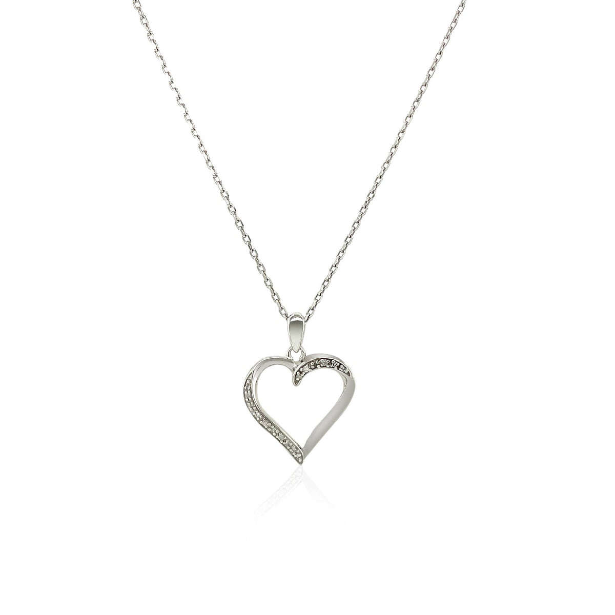 Twisted Open Heart Diamond Accented Pendant 0.04 ct tw - Sterling Silver