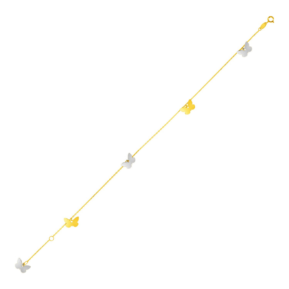 Butterfly Anklet - 14k Two Tone Gold