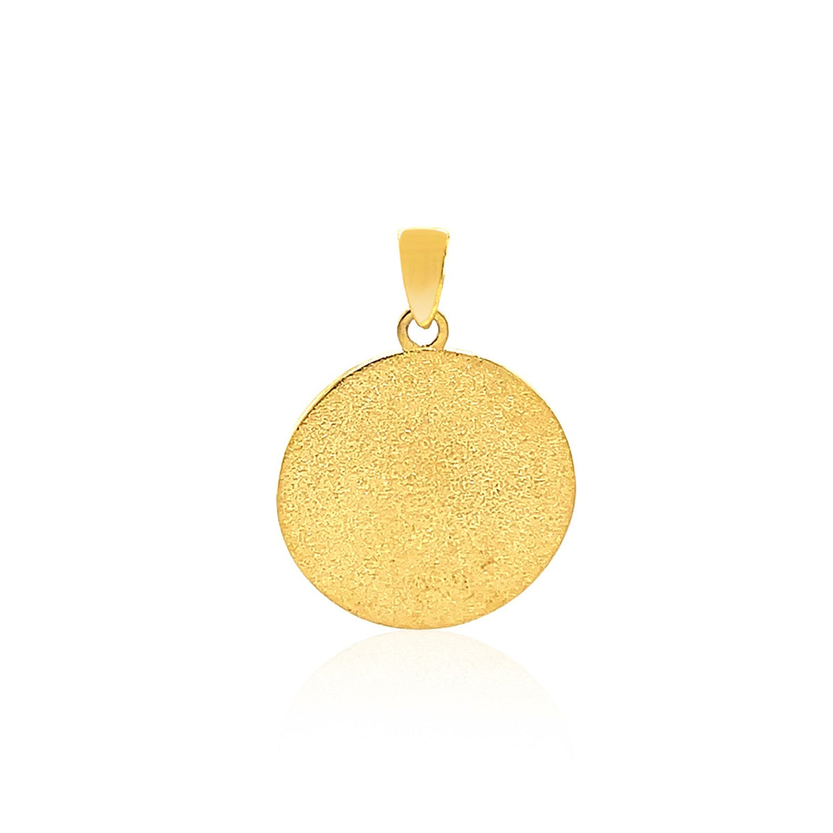 Round Textured Religious Medal Pendant - 14k Two Tone Gold