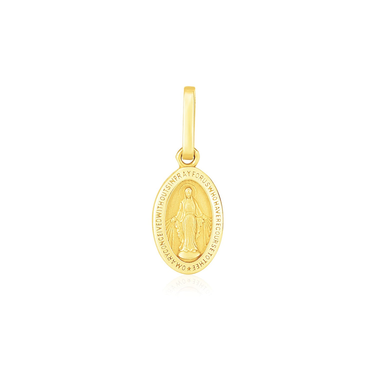 14k Yellow Gold Oval Religious Medal Pendant - 14k Yellow Gold