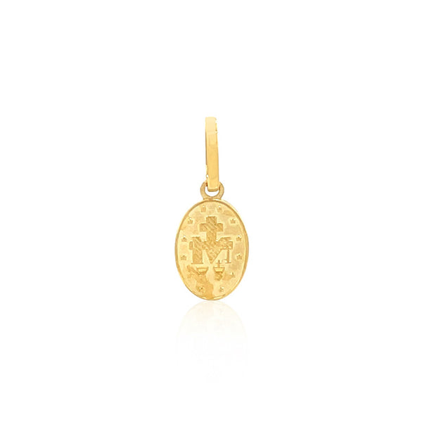 14k Yellow Gold Oval Religious Medal Pendant - 14k Yellow Gold