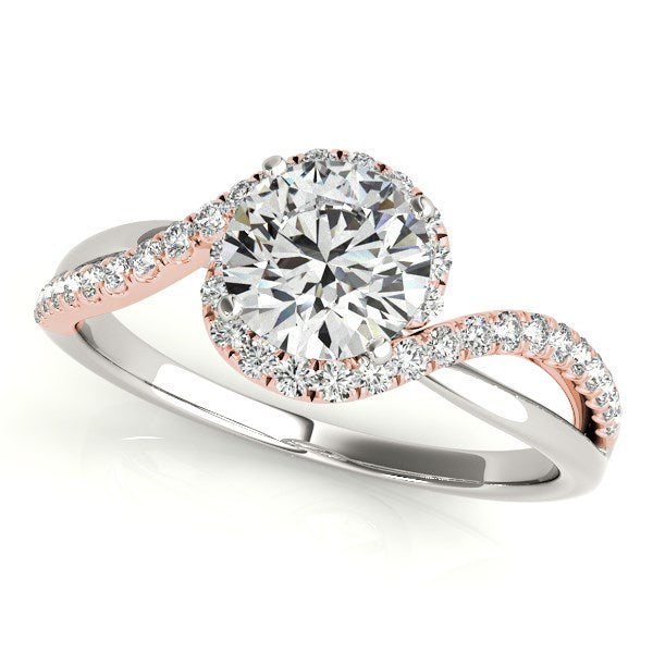 Bypass Band Diamond Engagement Ring 1 1/8 ct tw - 14k White and Rose Gold