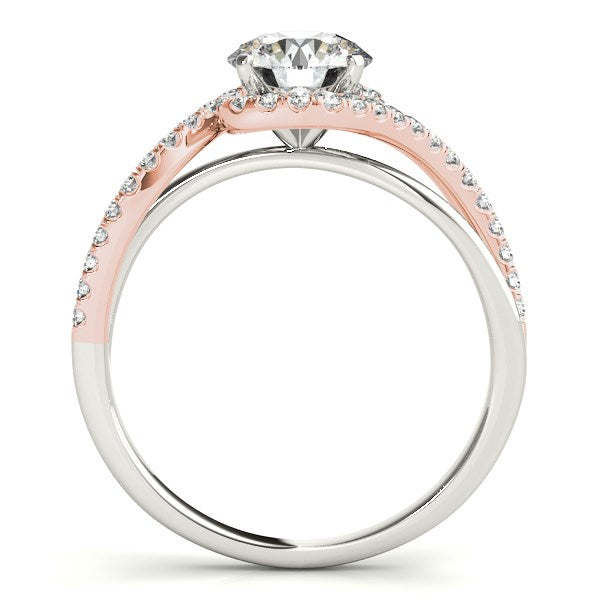 Bypass Band Diamond Engagement Ring 1 1/8 ct tw - 14k White and Rose Gold