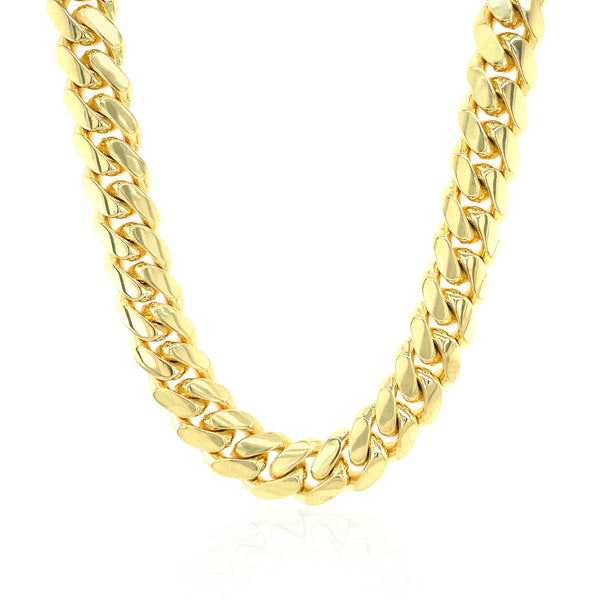 Classic Miami Cuban Solid Chain - 14k Yellow Gold 9.20mm