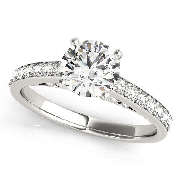 Single Row Prong Set Diamond Engagement Ring 1 3/8 ct tw - 14k White Gold