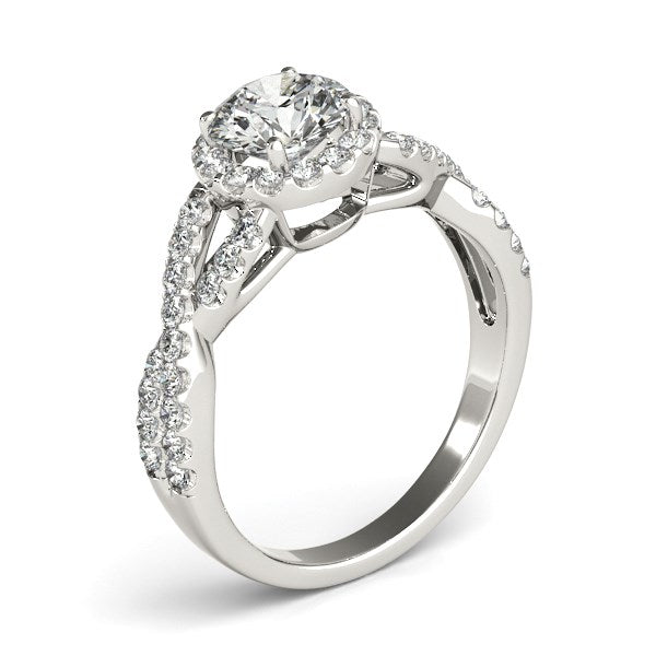 Entwined Split Shank Diamond Engagement Ring 1 1/2 ct tw - 14k White Gold