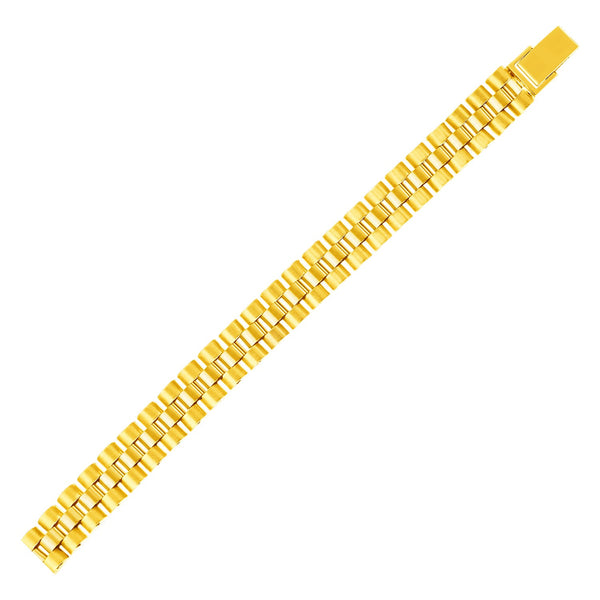 Mens Panther Link Bracelet - 14k Yellow Gold 9.30mm