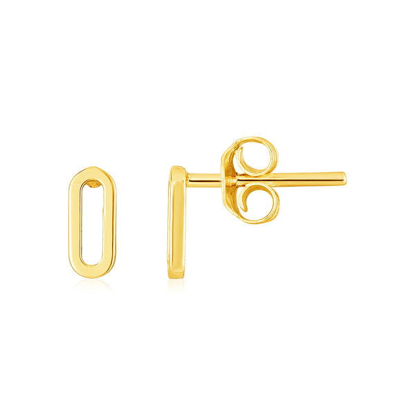 Paperclip Link Stud Earrings - 14k Yellow Gold