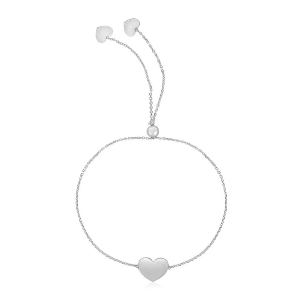 Adjustable Heart Bracelet - 14k White Gold 0.90mm
