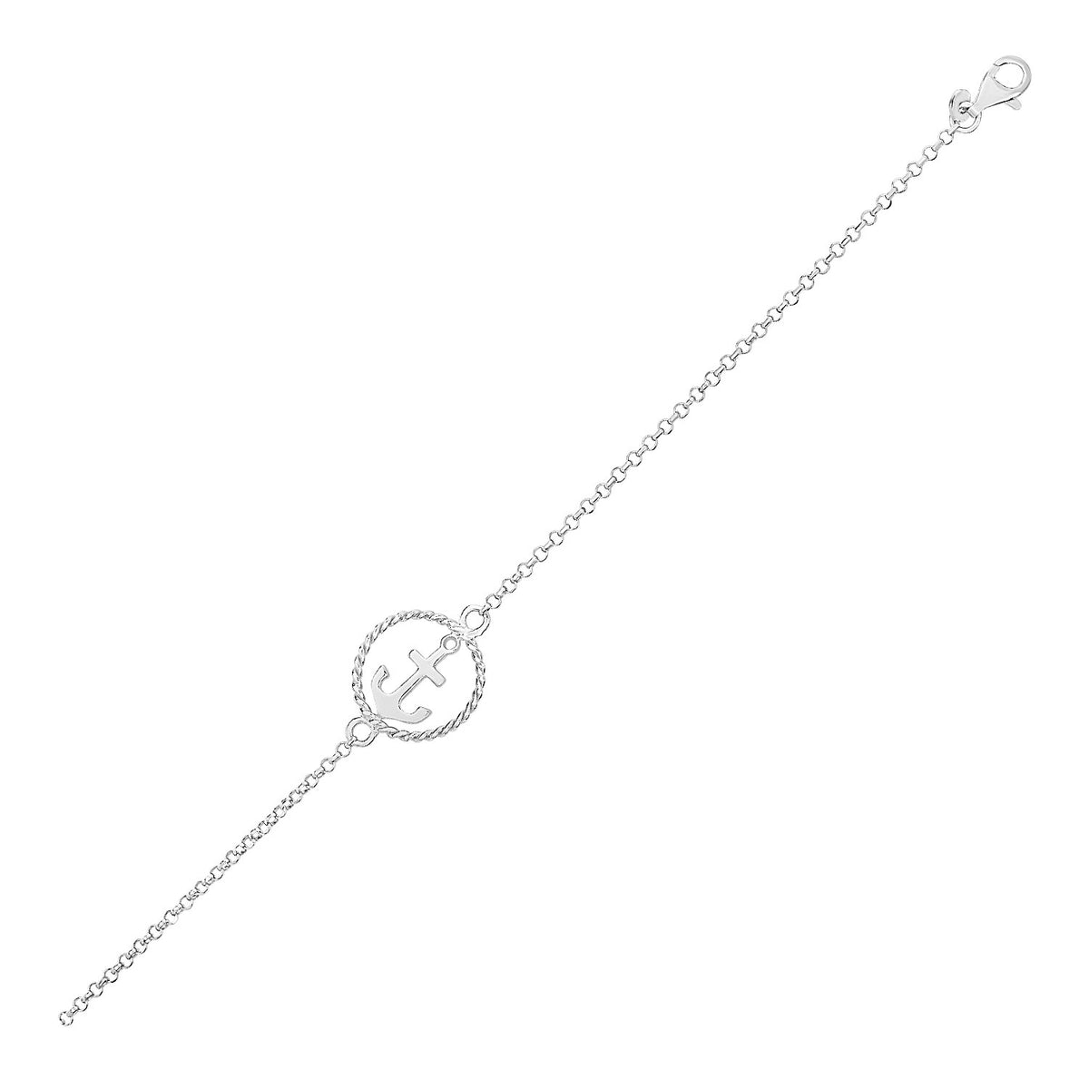 Bracelet with Anchor - Sterling Silver 1.80mm