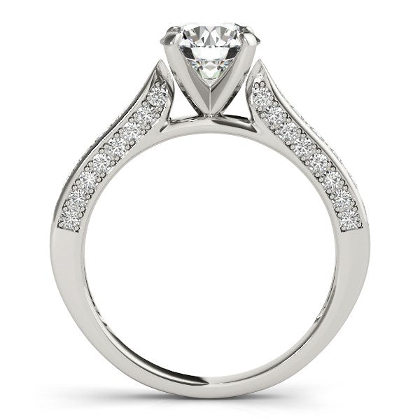 Round Cathedral Diamond Engagement Ring 1 1/2 ct tw - 14k White Gold