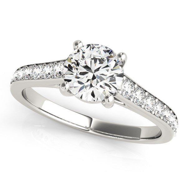 Graduated Single Row Diamond Engagement Ring 1 1/3 ct tw - 14k White Gold