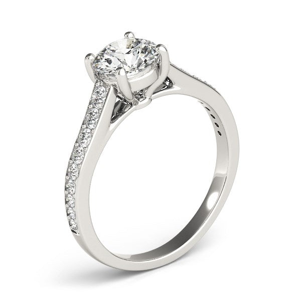 Graduated Single Row Diamond Engagement Ring 1 1/3 ct tw - 14k White Gold