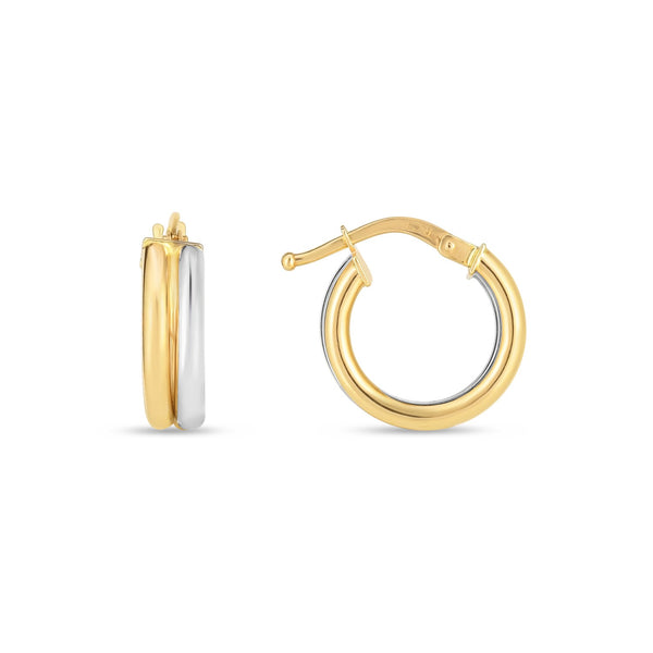 Double Round Hoops - 14k Two Tone Gold