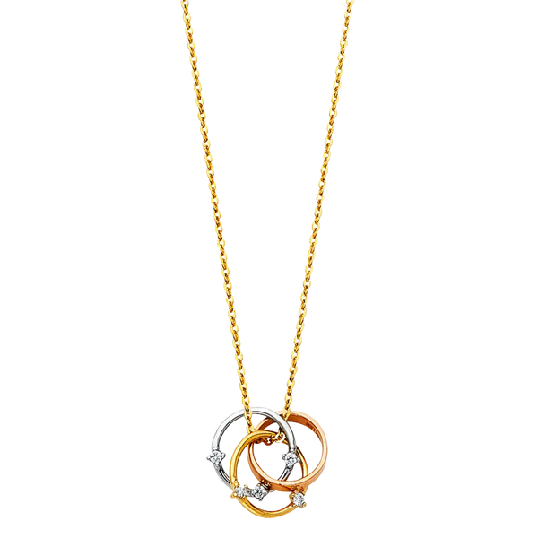 Ring Necklace - 14k Tri Color Gold