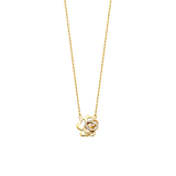 Flower with CZ Necklace - 14k Yellow Gold