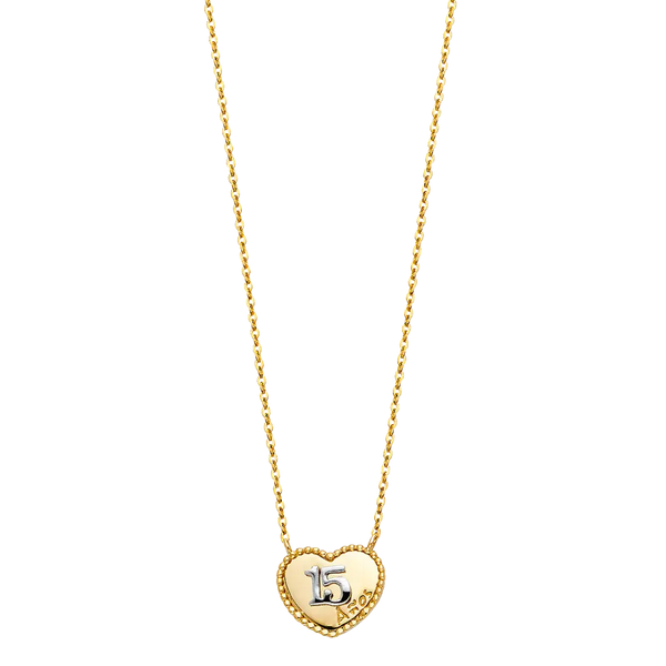 Quince Anos Necklace - 14k Two Tone Gold