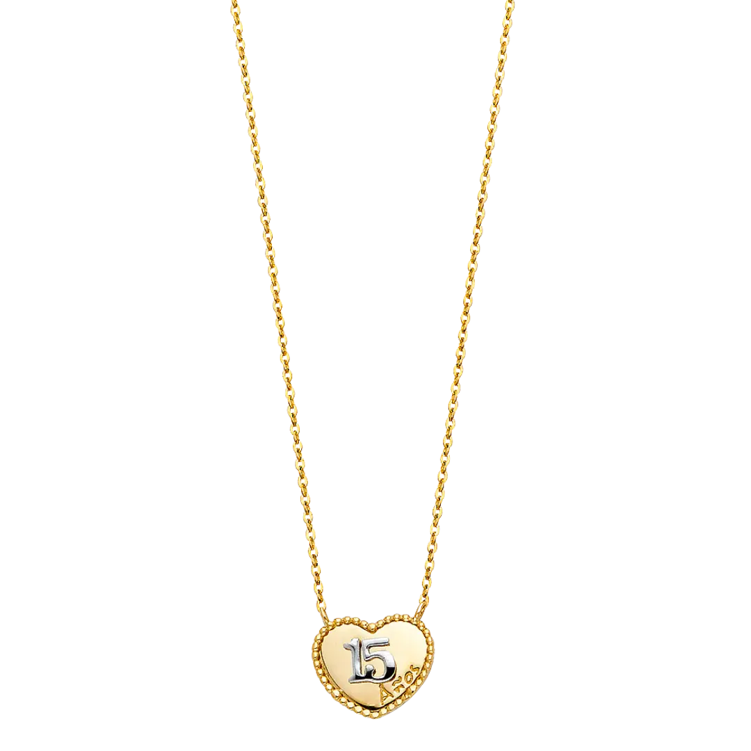 Quince Anos Necklace - 14k Two Tone Gold