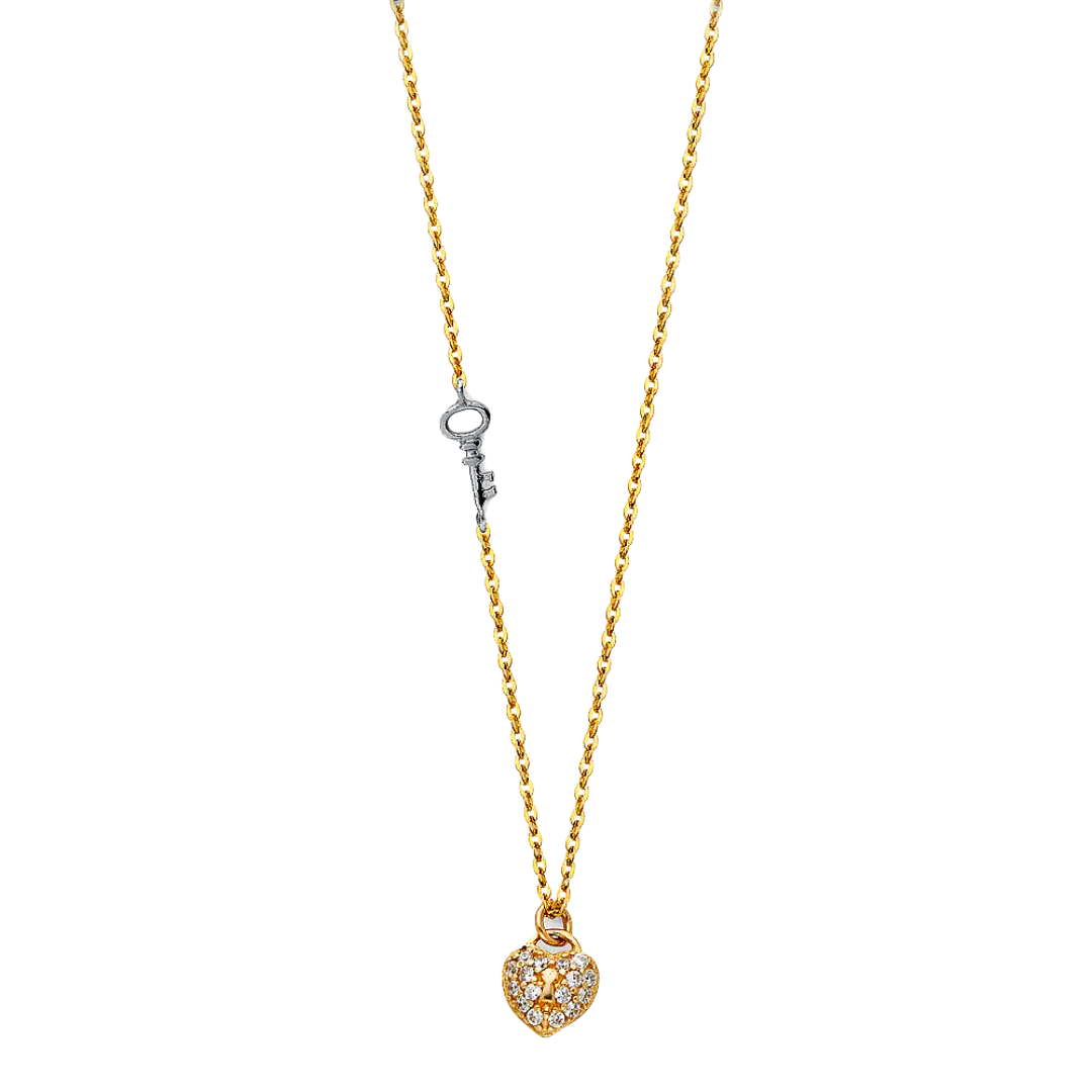 Heart Necklace - 14k Two Tone Gold