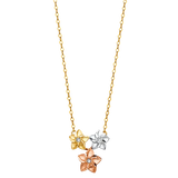 Star CZ Necklace - 14k Tri Color Gold