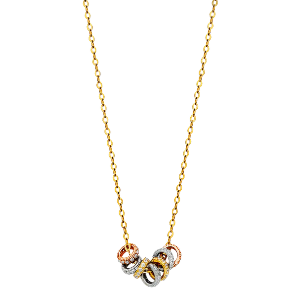 Circle Necklace - 14k Tri Color Gold