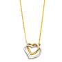 Double Heart Necklace - 14k Two Tone Gold