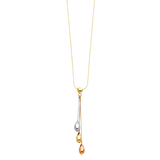 Tear Drop Balls Necklace - 14k Tri Color Gold