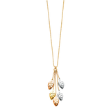 Leaves Necklace -  14k Tri Color Gold