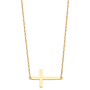 Side Way Cross Necklace - 14k Yellow Gold