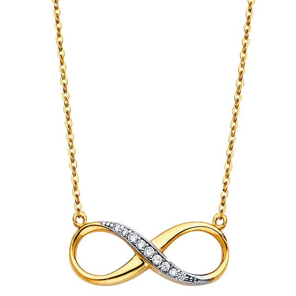 Infinity CZ Necklace - 14k Yellow Gold