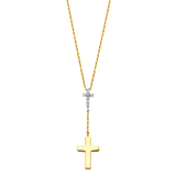 Cross with CZ Necklace - 14k Two Tone Gold