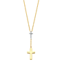 Cross with CZ Necklace - 14k Two Tone Gold