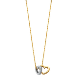 Together Heart with CZ Necklace - 14k Two Tone Gold