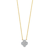 Clover with CZ Neecklace - 14k Two Tone Gold