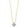 Clover with CZ Neecklace - 14k Two Tone Gold